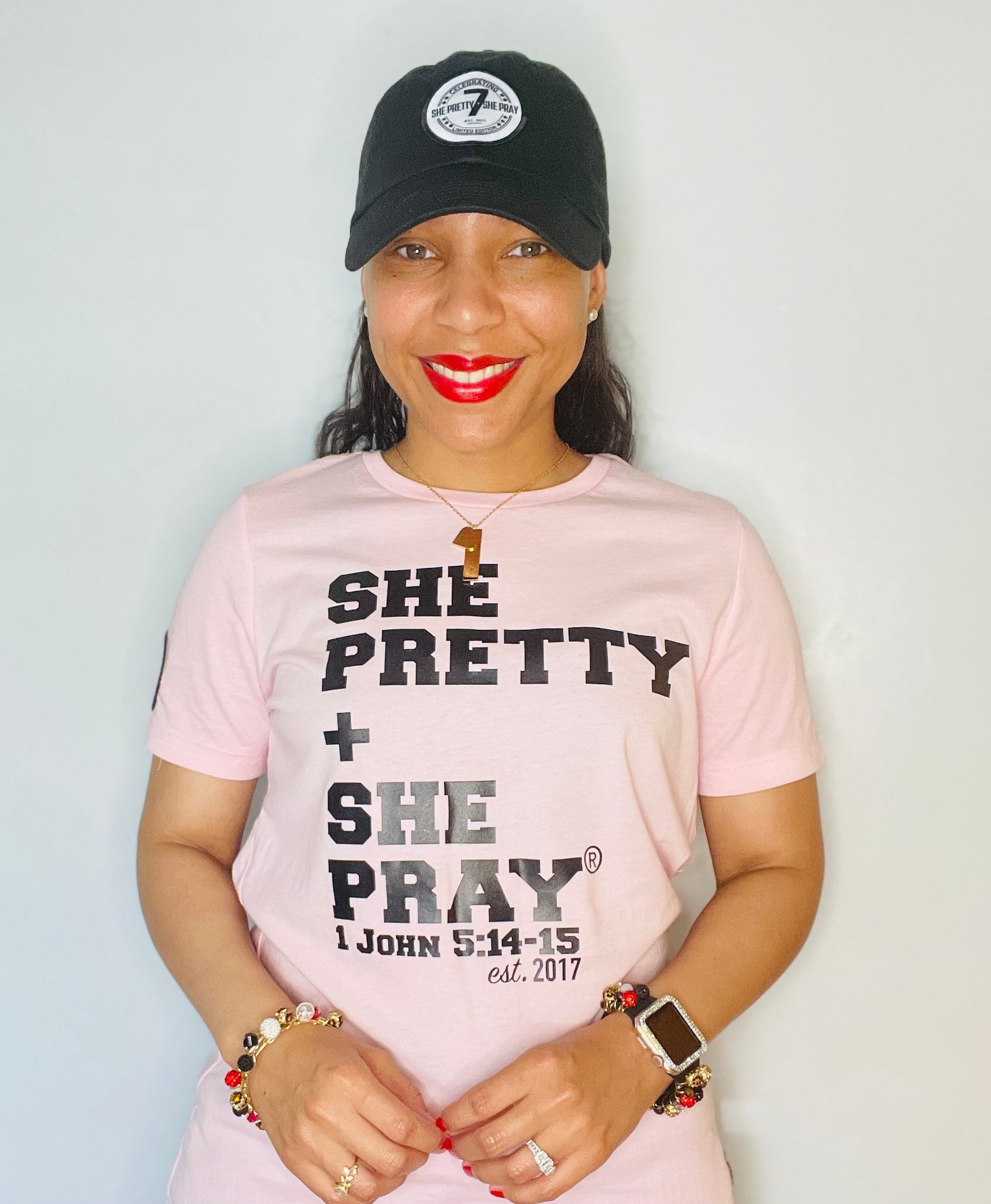 💗Pink She Pretty+She Pray 7yr Anniversary T-Shirt (Please allow 3 to 5 business days due to the intricate details of designing, printing, pressing, and sewing-However, items may ship sooner)