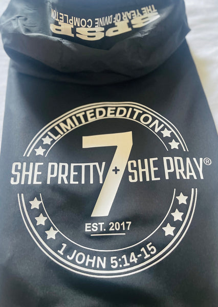 🖤She Pretty+She Pray7yr Anniversary Windbreaker (Please allow 3 to 5 business days due to the intricate details of designing, printing, pressing, and sewing-However, items may ship sooner)