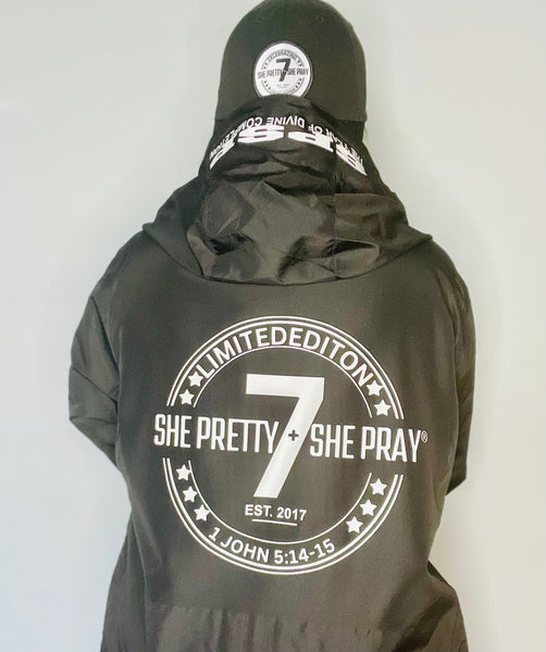 🖤She Pretty+She Pray7yr Anniversary Windbreaker (Please allow 3 to 5 business days due to the intricate details of designing, printing, pressing, and sewing-However, items may ship sooner)